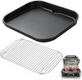 Griddle Plate and Grill Rack for Ninja Woodfire Grill OG700 Series, 2-in-1 Cast Iron Flat Top Griddle Pan and Stainless Steel Roast Rack, Fits OG701 OG751, Replacement Ninja Woodfire Grill Accessories by WelcometoFlameDuty