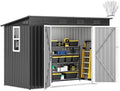 DWVO 8.5x3.5ft Large Tool Storage Shed with Window, Lockable Doors, and Sloped Roof, Oversized Steel Outdoor Storage Shed for Garden, Patio, Garage, Backyard, Lawn - Dark Gray by DWVO