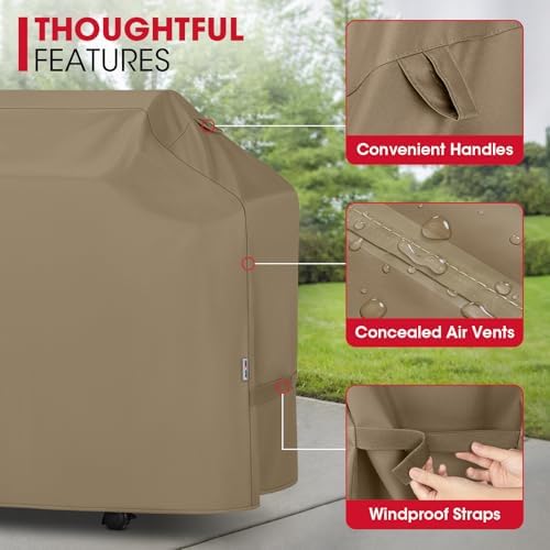 Unicook Grill Cover Heavy Duty Waterproof, UV Proof, 50 Inch, Neutral Taupe - Image 6