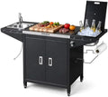 ROVSUN Outdoor Grill Cart with Sink, 304 Stainless Steel Sink with Chilly Bin Cooler, Rolling Kitchen Prep Island with Cabinet, Bottle Opener, Rubbish Rack, Patio, Gardens, Backyards by ROVSUN