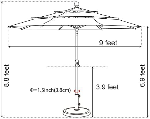 EliteShade USA 10-Year-Non-Fading 9ft 3-Tier Market Patio Umbrella, Commercial Table Umbrella with 80 Solar LED Lights, Crank Open, Windproof & UPF 50+ UV Protection for Garden, Deck, Pool, Backyard, Royal Blue - Image 6