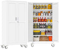 GAIOUS 73.6” Tall Metal Garage Storage Cabinet with Lock, Steel Tool Cabinet with 5 Adjustable Shelves, New Upgrade Lockable File Cabinet with Wheels, Organization for Home Office Garage Gym - White by GAIOUS