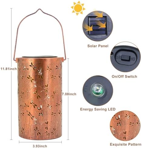 BSGlobal Dragonfly Solar Lanterns Outdoor Waterproof Hanging Lights - Image 4