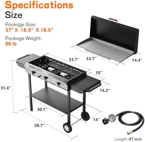 Veralune 2-in-1 Propane Stove & 33'' Griddle Combo with Ignition - Image 6