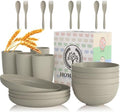 Homienly Wheat Straw Dinnerware Sets 20 PCS Unbreakable Plates and Bowls Sets Microwave Safe Camping Dish Set Kids Dinnerware Set, Kitchen, Apartment, Party, RV, Picnic, Dorm-Grey by HOMIENLY