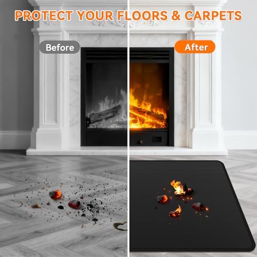Fireplace Mat Fireproof, 48 x 30 Inch Hearth Rugs for Fireplaces Fire Resistant, Indoor Fire Pit Wood Stove Pads, Outdoor Under Grill Mats, Protect Floors and Decks from Sparks Embers - Image 6