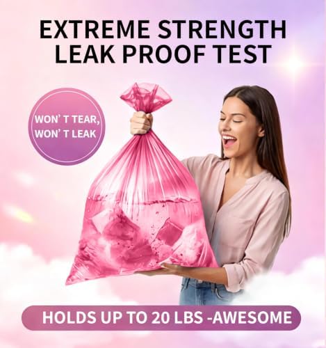 Small Trash Bags 4 Gallon, 0.86 Mil, Unscented, Pink, 150 Count - Image 6