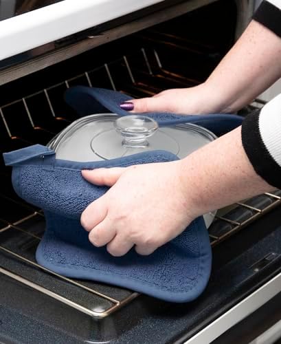 RITZ Terry Potholder & Hot Pad: Unparalleled Heat Resistant, Durable 100% Cotton – Ergonomically Designed for Optimal Grip – Easy-Care Machine Washable – 4-Pack, Federal/Graphite - Image 4