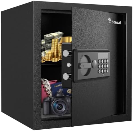 Bonsaii Security Safe Box With Keypad Lock 1.2 Cu.Ft for Cash Jewelry Home by bonsaii