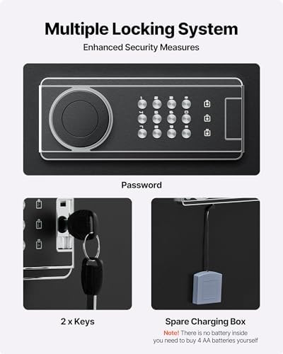VEVOR 6-8 Gun Safe, Long Gun Cabinet for Rifles and Pistols, Quick Access Rifle Safe with 3 Ammo Slots and 2 Adjustable Racks, Large Digital Cabinet with Key and Password Lock - Image 3