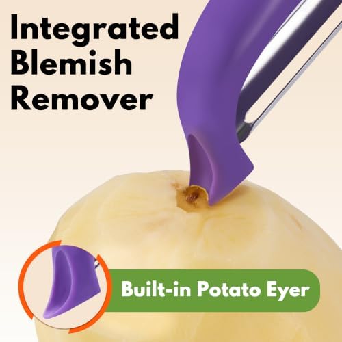 Rainspire Vegetable Peeler Potato Peelers for Kitchen, Sharp Stainless Steel Blades Veggie, Comfortable Handle Fruit Peeler, Carrot Peeler Apple Peeler Dishwasher Safe (2, Purple) - Image 5