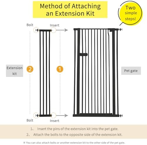 Lumizone Extra Tall Cat Gate Extension Kit 55.12" High 8.27" Wide Black - Image 2