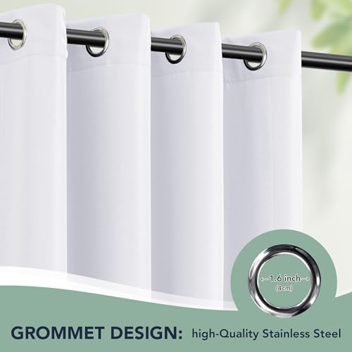 White Outdoor Curtains for Patio Waterproof, 8 Drape Panels - Image 6