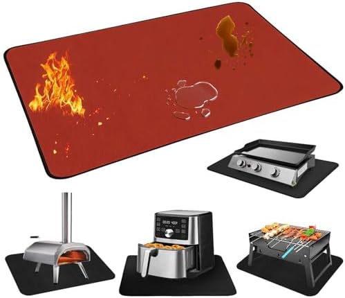 Heat Resistant Mats for Countertop and Grill Table, Fireproof Grill Mats for Outdoor Grill, Under Griddle BBQ Mat, Portable Charcoal Grill, Air Fryer, Gas Grill,Red,24 x 31 inch by Unknown