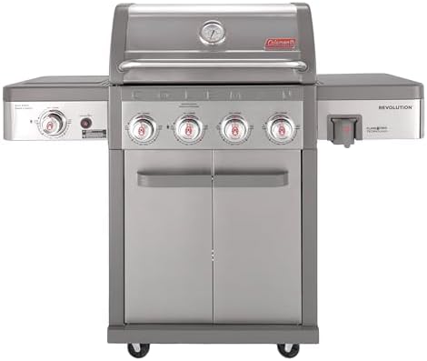 Coleman Revolution 4-Burner Gas Grill with Side Burner, Convertible Propane to Natural Gas, 50,000 + 13,000 BTU, 650 sq in, Outdoor BBQ Grill by Unknown