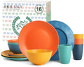 Homienly Dish Set Wheat Straw Dinnerware Sets Unbreakable Reusable Dinnerware Set 16 PCS Cups Plates and Bowls Sets, Microwave and Dishwasher Safe Dishes for Camping, Outdoor - Colorful by HOMIENLY