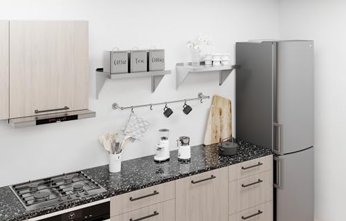 AmGood 12" Width x 24" Length | Stainless Steel Wall Shelf | Turned-Down Edge | Metal Shelving | Heavy Duty | Commercial Grade | Wall Mount | NSF Certified - Image 2