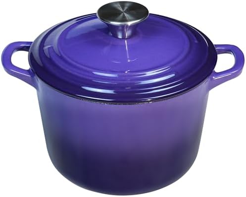 Flavehc Dutch Oven Pot with Lid 1.8 Qt Cast Iron Dutch Oven for Bread Baking, Purple Enameled Cast Iron Rice Pot, Small Deep Dutch Oven for Rice, Beans & Side Dishes by FLAVEHC