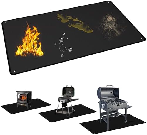 Easywave Under Grill Mat Heat Resistant, BBQ Fireproof Protector, Fireplace Floor Pad for Outdoor Grilling & Indoor Patio Waterproof Camping Mats Easy to Clean 70 x 48 Inch by EasywaveEasyLife