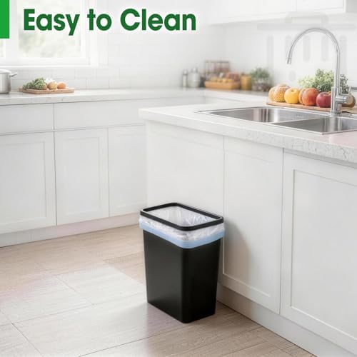 5 Pack Small Trash Can, Plastic Wastebaskets, 3.5 Gallon Small Garbage Can for Bathroom, Bedroom, Kitchen, Offices, Black - Image 5