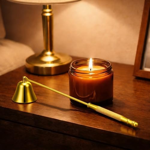 Vaincre Gold Stainless Steel Candle Snuffer with Long Decorative Handle - Image 6
