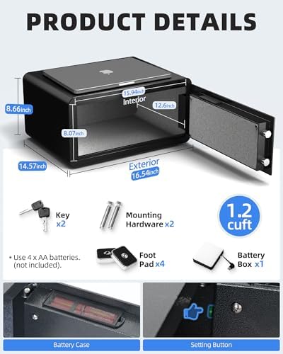 DAYI Safe Box, 1.2 Cu. Ft. Home Safes with Fireproof Bag for Laptop & Docs - Image 6