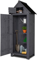 VINGLI Outdoor Wooden Storage Shed, Garden Shed Outside Tool Cabinet with Safety Latch, Patio Storage Organizer (Dark Grey) by VINGLI