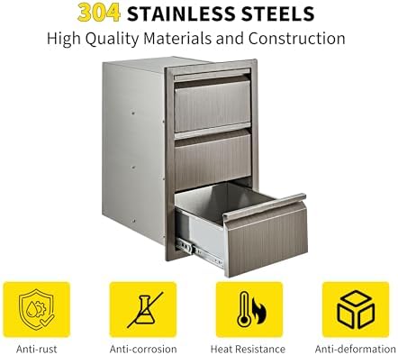 Takywep Outdoor Kitchen Drawers 14.7W x 24.5H x 18.5D, Flush Mount - Image 6