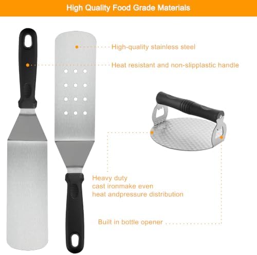 POLIGO 28PCS Griddle Accessories Kit, Flat Top Grill Accessories Set for Camp Chef, Grill Spatula Set with Enlarged Spatulas, Basting Cover, Scraper for Cooking Indoor or Outdoor Barbecue - Image 2