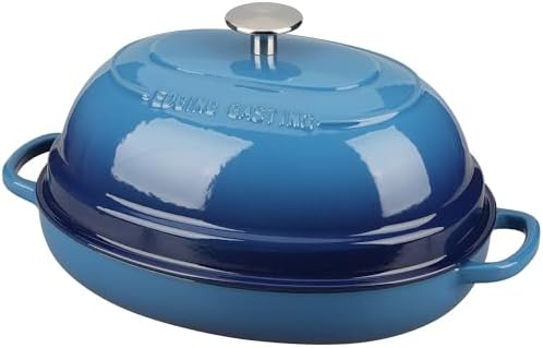 EDGING CASTING Enameled Oval Cast Iron Dutch Oven Pot with Lid, Bread Dutch Oven for Sourdough Bread Baking, Dutch Oven Bread, Bread Oven, 6QT, Lake Blue by EDGINGCOOKWARE