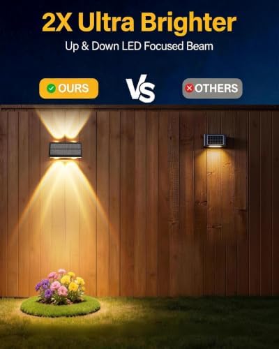 Solar Fence Lights Outdoor, 6 Pack Fence Solar Lights Waterproof - Image 2