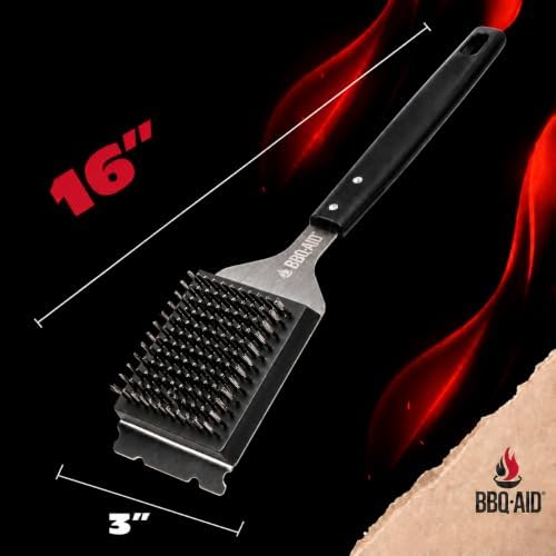Grill Brush for Outdoor BBQ Grill Cleaning Scraper, Replaceable Head, Black - Image 3