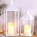 2 Pcs Wedding Lanterns Decorative with Candles White Farmhouse Lanterns by MATAHUMbeyourbetterchoice
