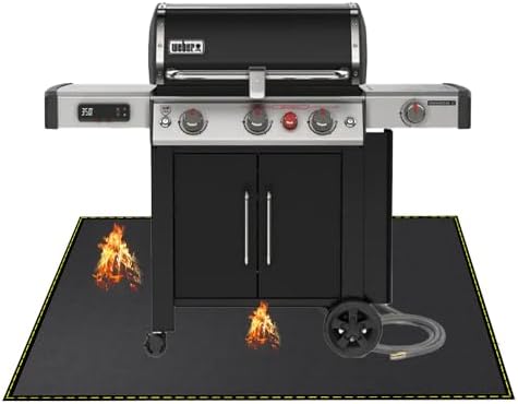 Under Grill Mat for Outdoor Grill Deck Patio Protector,48''x30'' Large Silicone Fireproof Waterproof Oil-proof Fire Pit Mat BBQ Floor Matt Pad by VCHOMY