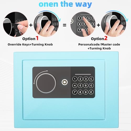 Digital Electronic Money Safe, Steel Security Lock Box with Keypad, Office Hotel Business Jewelry Gun Cash Safe, 0.23 Cubic Feet, 9.06" W x 6.69" D x 6.69" H（blue） - Image 3