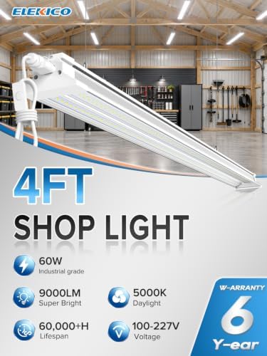 4FT Led Shop Lights, 60W 9000lm 5000K Daylight 4 Foot Led Shop Light - Image 2