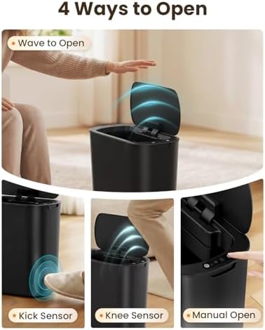 Cesun 5 Gallon Automatic Bathroom Trash Can with Lid, Black, Touchless - Image 2
