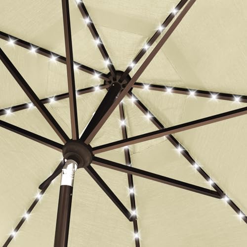 EliteShade USA 10-Year-Non-Fading 10ft Market Patio Umbrella, Commercial Grade Table Sun Umbrella with 80 Solar LED Lights, Crank Open, Windproof & UPF 50+ UV Protection for Garden, Deck, Pool, Backyard, Natural - Image 6