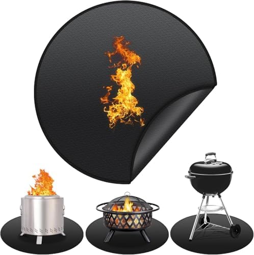 48" Round Fire Pit Mat, 4-Layer Fireproof Under Grill Mat Reusable Oil-Proof and Waterproof Outdoor BBQ Fireplace Mat for Decks,Patios,Grass,Solo Stove Bonfire by Unknown
