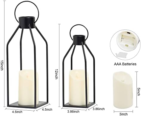 HPC Decor Modern Farmhouse Lanterrn Decor- Black Metal Candle for Summer Night- Lanterns w/Timer Flickering Candles for Living Room,Home,Indoor, Outdoor,Table,Fireplace Mantle Décor - Image 6