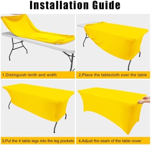 Smiry 2 Pack Spandex Table Cloth 4FT, Elastic Fitted Yellow Tablecloth - Image 5