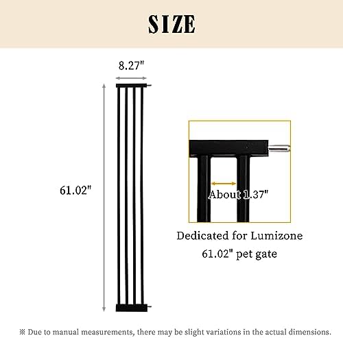 Lumizone 61.02" Extra Tall Pet Gate Extension Kit 8.27" Wide Black - Image 2