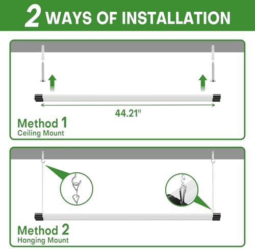 T5 LED Shop Light, 4FT 4500LM Garage Lighting, 45W (150W Equivalent), 6500K Linkable Integrated Light Fixture with ON/OFF Switch, Hanging or Ceiling Mount Bright White Light for Workshop (4 Pack) - Image 4