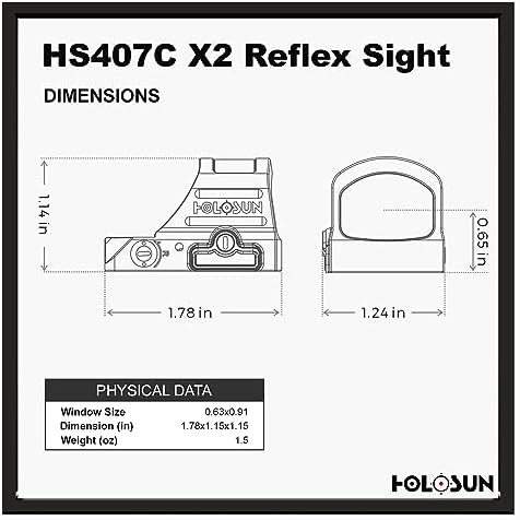 HOLOSUN 407C/507C-X2 Series, 2 MOA Dot, 32 MOA Circle Dot Options, 7075 Aluminum, Open, Solar, Shake Awake, RMR Footprint (Red or Green Reticle) (Black, Burnt Bronze) - Image 7