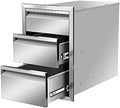 Pull Out Trash Drawer, Lower Sliding Rails Stainless Steel Roll Out Trash Bin Pull Out Tray With Handle For Outdoor Kitchen BBQ Island Grill Station,Three Drawers by OLIPIC