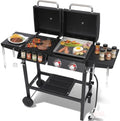 Charcoal and 2-Burner Propane Gas Combo Grill with Stainless Steel Griddle & Porcelain-enameled Cast Iron Grates, Dual Fuel BBQ Combo Grill for Outdoor Cooking by LabolataOutdoorGrills