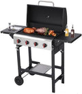 CIG GARDEN 4-Burner Propane Gas Grill, 42,000 BTU Outdoor BBQ with Cast Iron Grates & Side Burner - Backyard, Patio, Camping Grill by Unknown