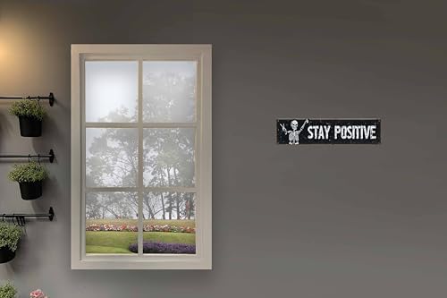 Stay Positive Metal Wall Sign 4x16in Boho Inspirational Plaque for Bedroom Office Living Room Nursery Home Decor - Image 4