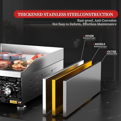 14" Commercial Electric Griddle,Electric Countertop Flat Top Griddle - Image 7