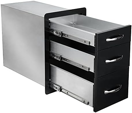 Stanbroil Triple Access Drawers for Outdoor Kitchen, Black Steel - Image 4